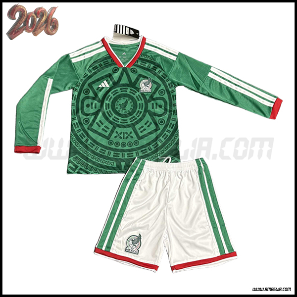 Maglia Calcio Messico Bambino Maniche Lunghe 2026/2027