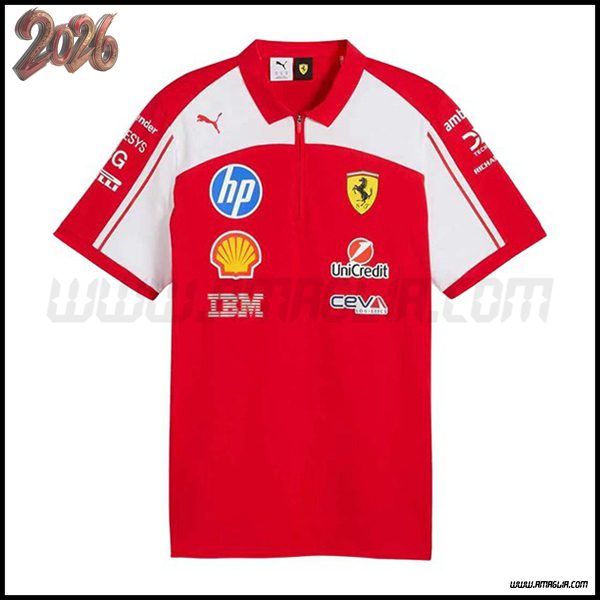 Polo F1 Scuderia Ferrari Team Rosso/Bianco 2026