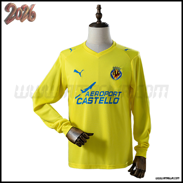 Prima Maglia Calcio Villarreal CF Maniche Lunghe Retro 2008/2009