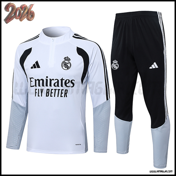 Tuta Allenamento Real Madrid Bianco/Grigio/Nero 2026/2027