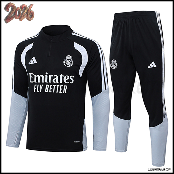 Tuta Allenamento Real Madrid Nero/Grigio/Bianco 2026/2027