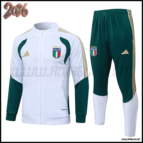 Tuta Allenamento Giacca Italia Bianco/Verde/Giallo 2026/2027