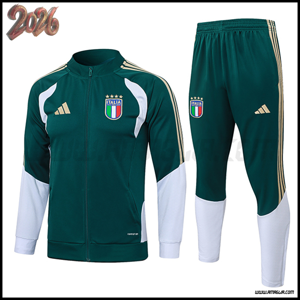 Tuta Allenamento Giacca Italia Verde/Giallo/Bianco 2026/2027