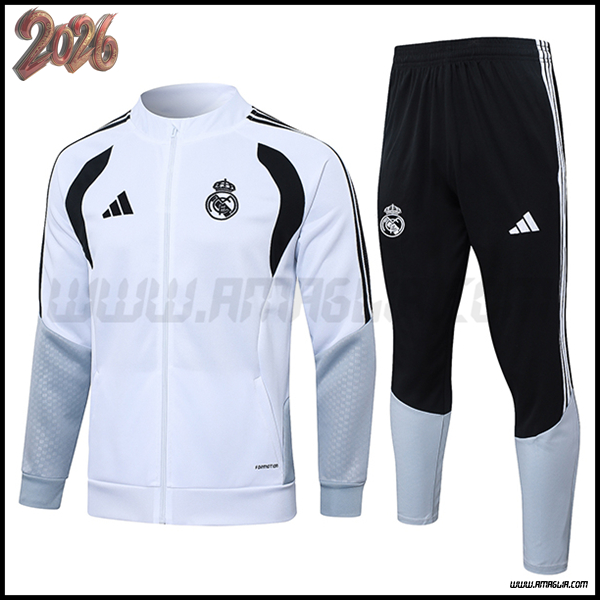 Tuta Allenamento Giacca Real Madrid Bianco/Grigio/Nero 2026/2027