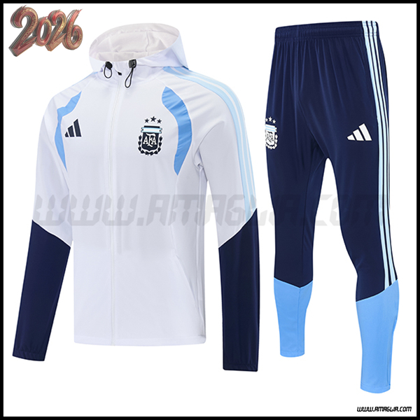 Giacca Con Cappuccio Tuta Giacca A Vento Argentina Bianco/Blu 2026/2027