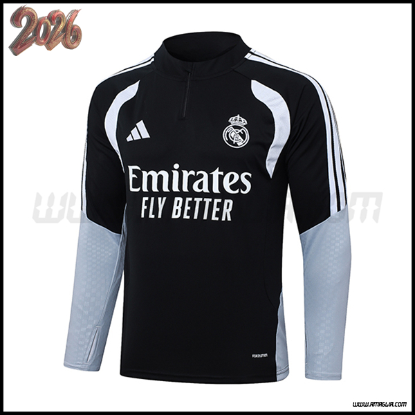 Felpa Allenamento Real Madrid Nero/Grigio/Bianco 2026/2027