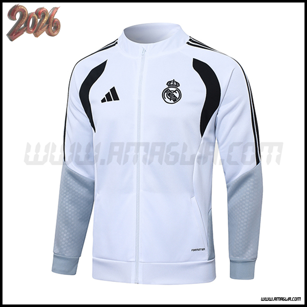Giacca Calcio Real Madrid Bianco/Grigio/Nero 2026/2027