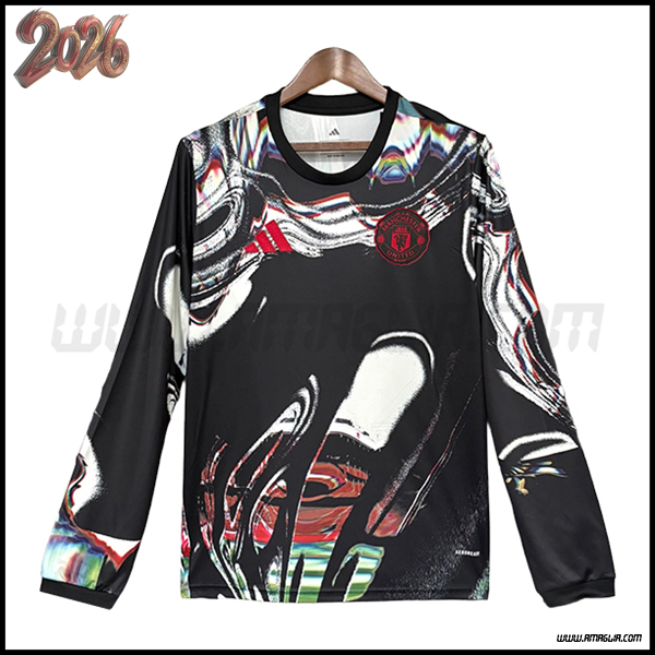 Maglia da Manchester United Maniche Lunghe Edizione Speciale Nero 2026/2027