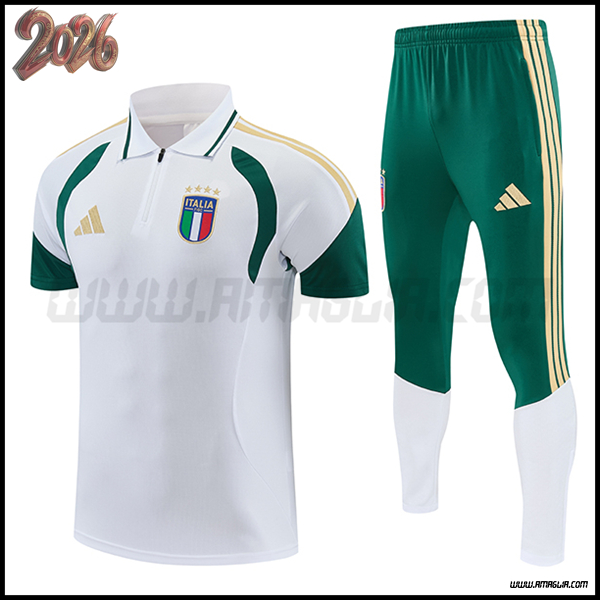 Kit Maglia Polo Italia Bianco/Verde/Giallo 2026/2027