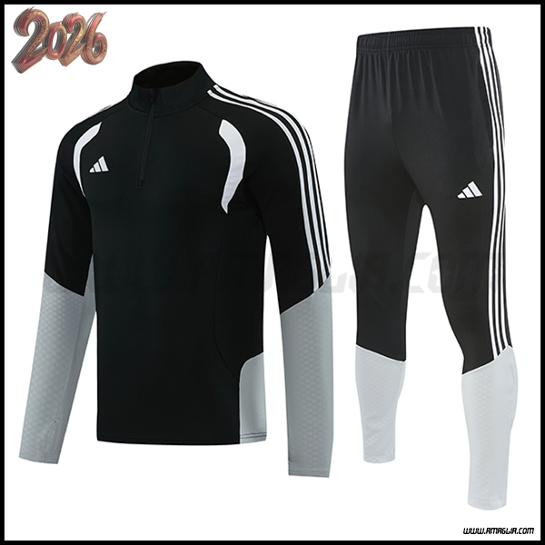 Tuta Allenamento Adidas Nero/Grigio/Bianco 2026/2027