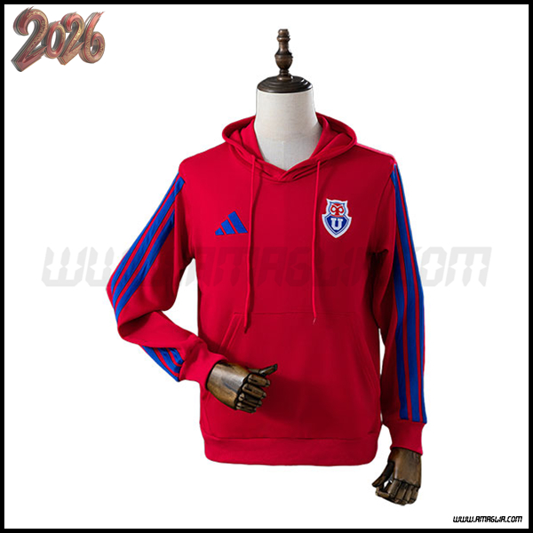 Felpa Allenamento Cappuccio Università del Cile Rosso/Blu 2026/2027