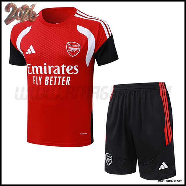 Kit Maglia Allenamento Arsenal Rosso/Bianco/Nero 2026/2027