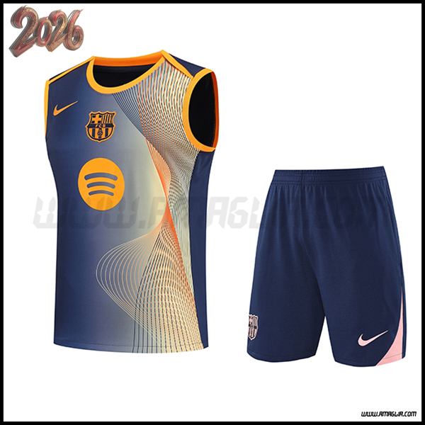 Kit Canotta Allenamento FC Barcellona Blu/Giallo 2025/2026