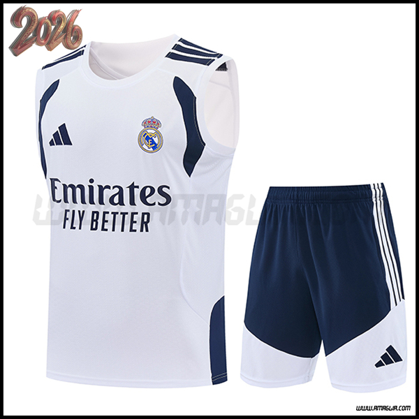 Kit Canotta Allenamento Real Madrid Bianco/Blu 2026/2027