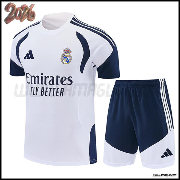 Kit Maglia Allenamento Real Madrid Bianco/Blu 2026/2027