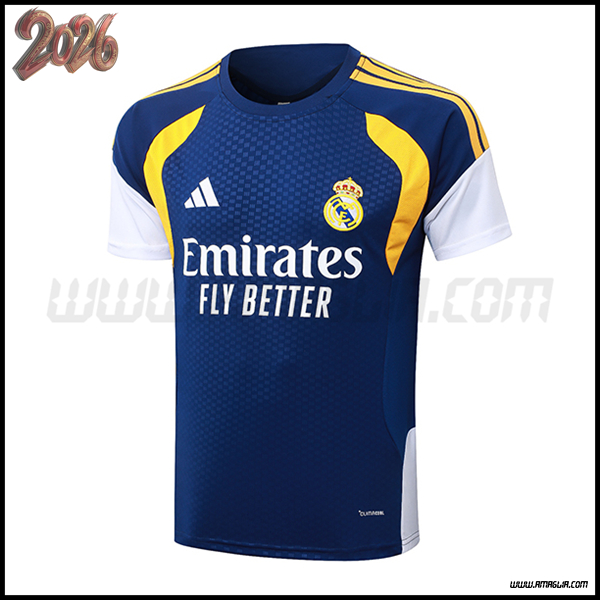 Training T-Shirt Real Madrid Blu/Giallo/Blu 2026/2027