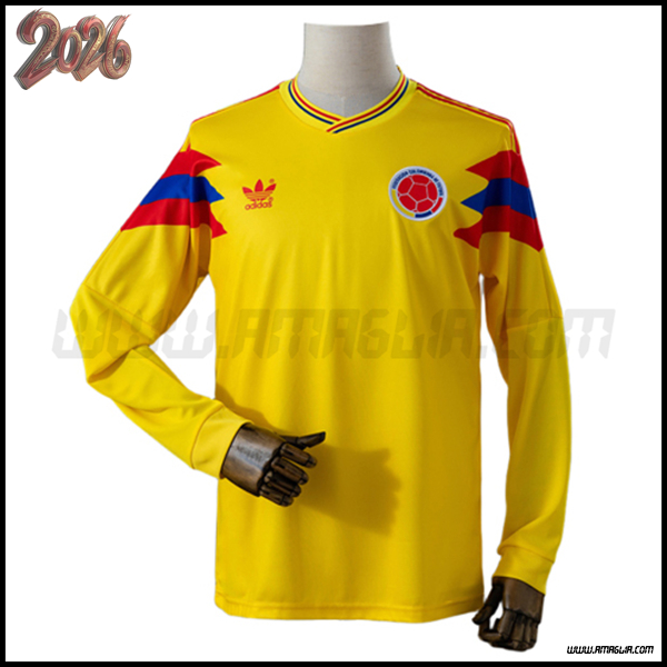 Prima Maglia Calcio Colombia Maniche Lunghe Retro 1990