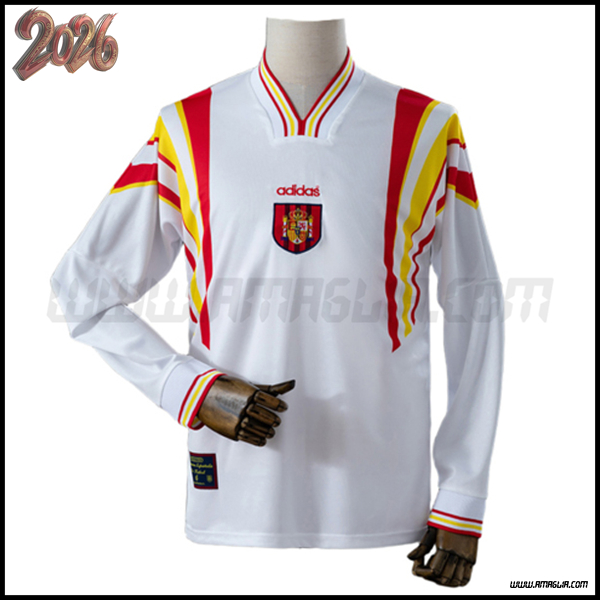 Seconda Maglia Calcio Spagna Maniche Lunghe Retro 1996