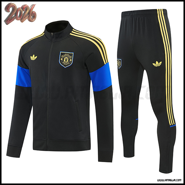 Tuta Allenamento Giacca Manchester United Nero/Giallo/Blu 2026/2027