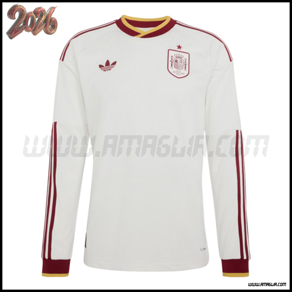 Nuovo Maglia Squadra Spagna Maniche Lunghe Seconda Coppa del Mondo 2026