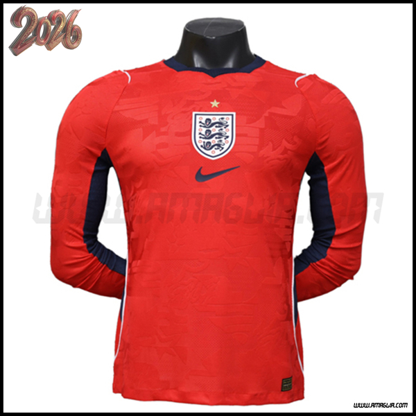 Seconda Maglia Squadra Inghilterra Maniche Lunghe Coppa del Mondo 2026