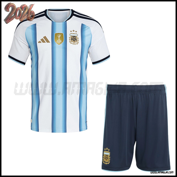 Kit Maglia Argentina Prima + Pantaloncini Coppa del Mondo 2026