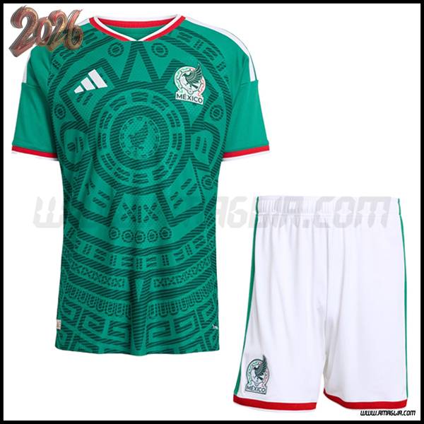 Kit Maglia Messico Prima + Pantaloncini Coppa del Mondo 2026