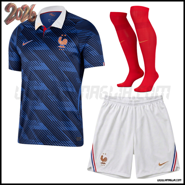 Kit Maglia Francia Prima (Pantaloncini + Calzini) Coppa del Mondo 2026