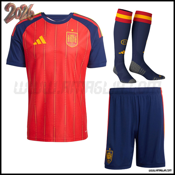 Kit Maglia Spagna Prima (Pantaloncini + Calzini) Coppa del Mondo 2026