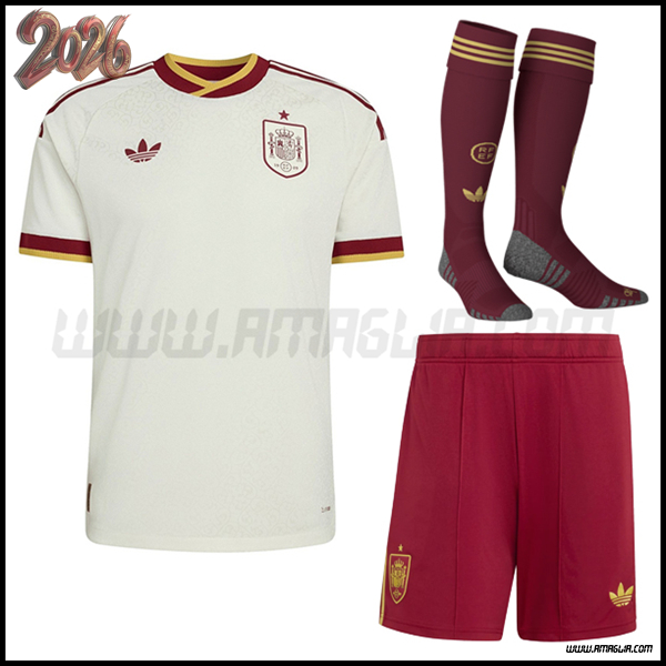 Kit Maglia Spagna Seconda (Pantaloncini + Calzini) Coppa del Mondo 2026