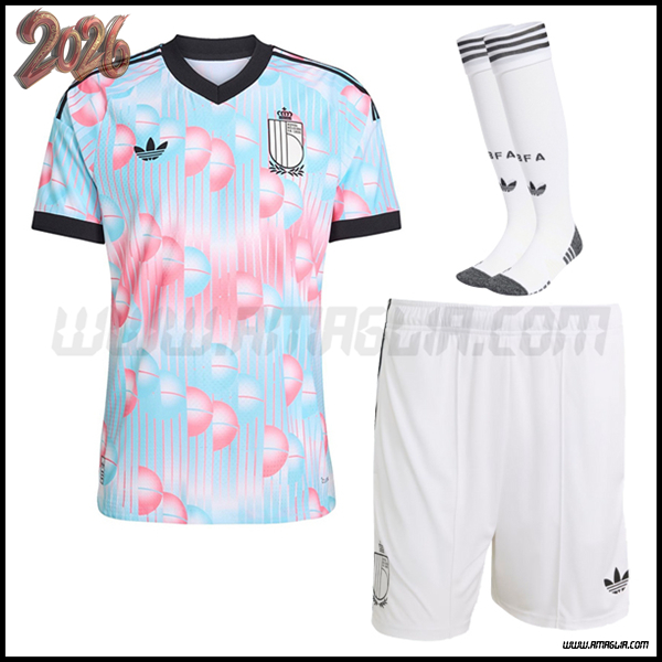 Kit Maglia Belgio Seconda (Pantaloncini + Calzini) Coppa del Mondo 2026