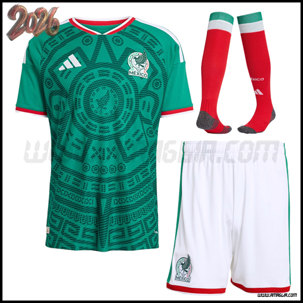 Kit Maglia Messico Prima (Pantaloncini + Calzini) Coppa del Mondo 2026