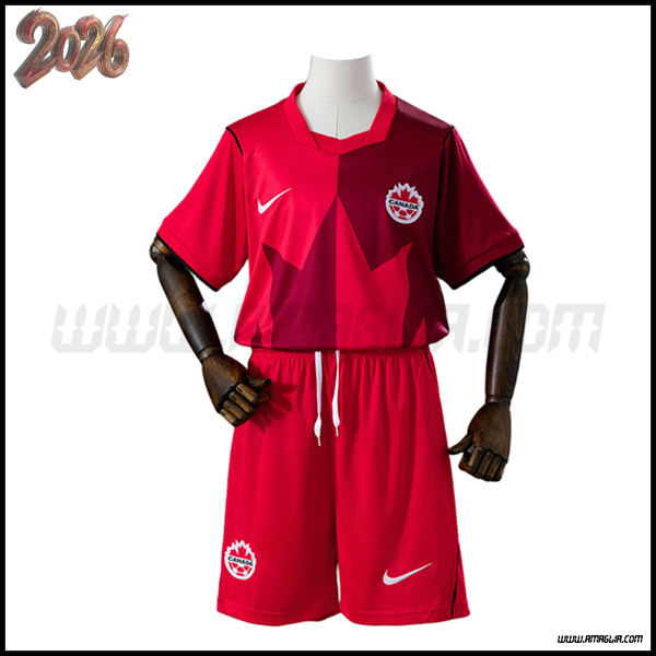 Prima Maglia Squadra Canada Bambino Coppa del Mondo 2026